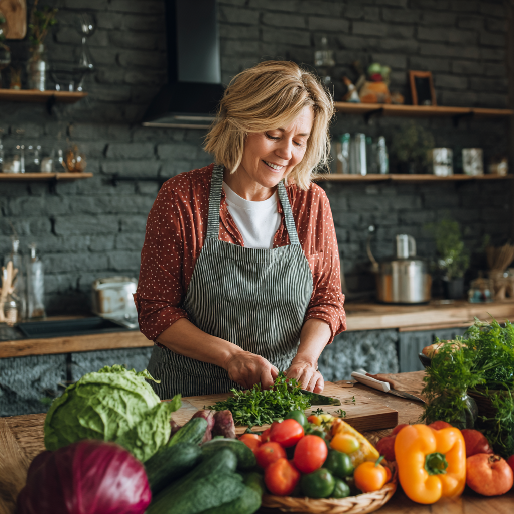 Nutritionist consulting with client about balanced meal planning and healthy nutrition in modern kitchen setting